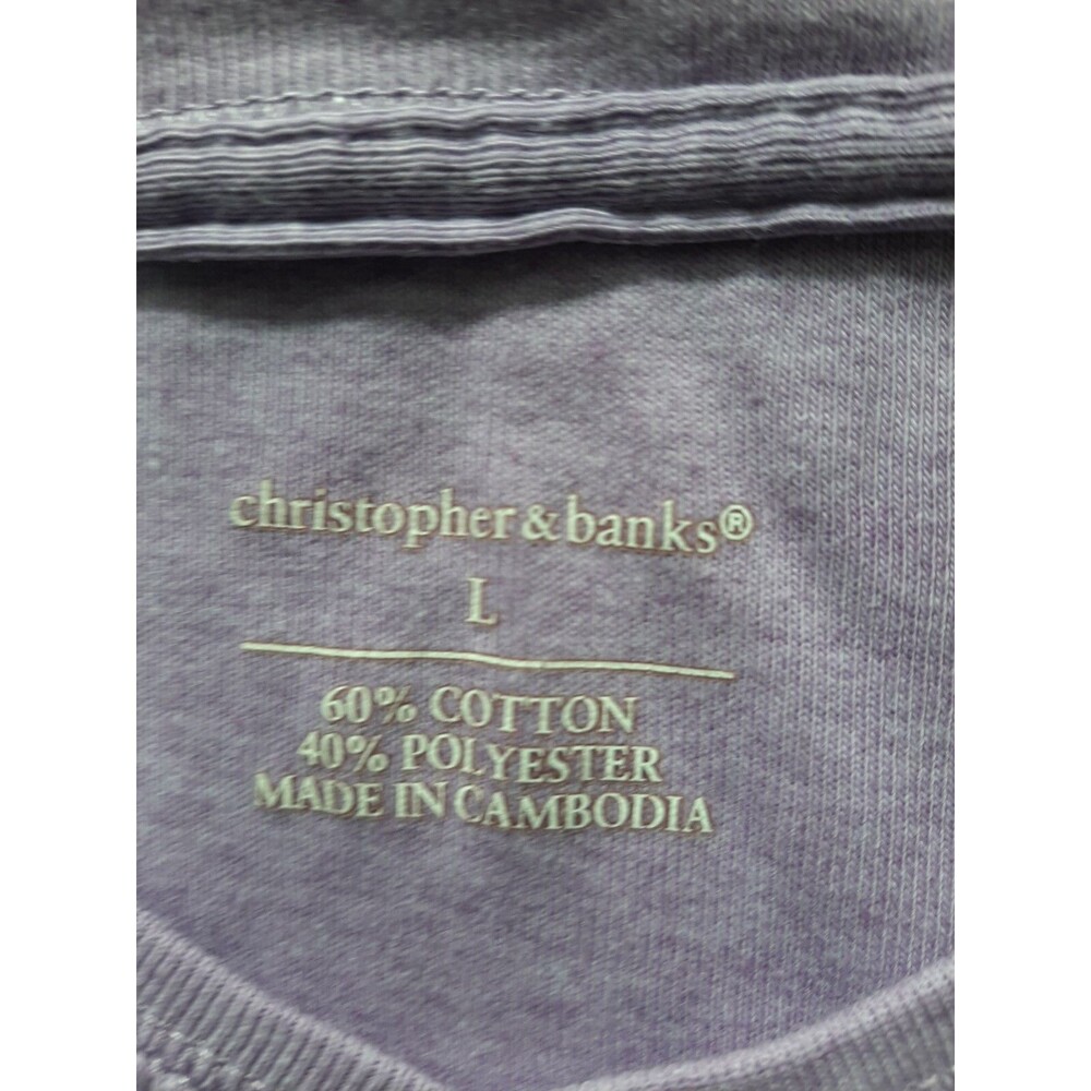 CHRISTOPHER & BANKS Womens Large L Purple Top Short Sleeve Shirt - Picture 2 of 4